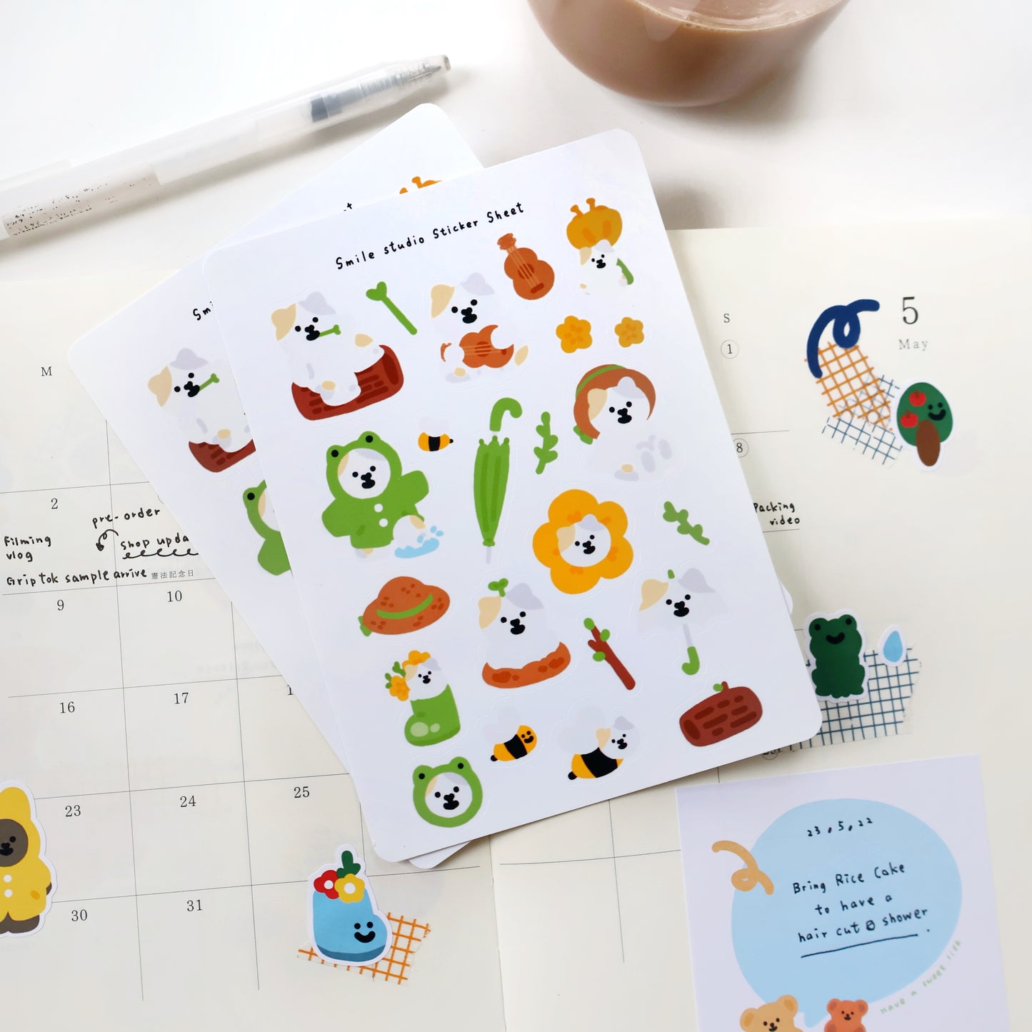 MeMe Cat in Spring Glossy Sticker Sheet