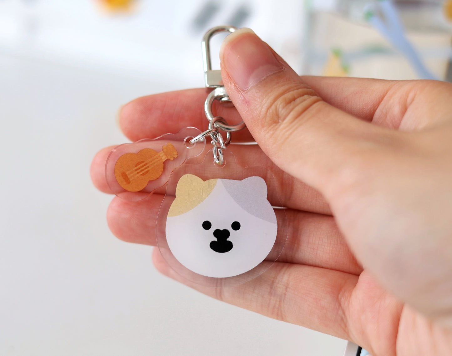 MeMe Cat in Spring Keychain