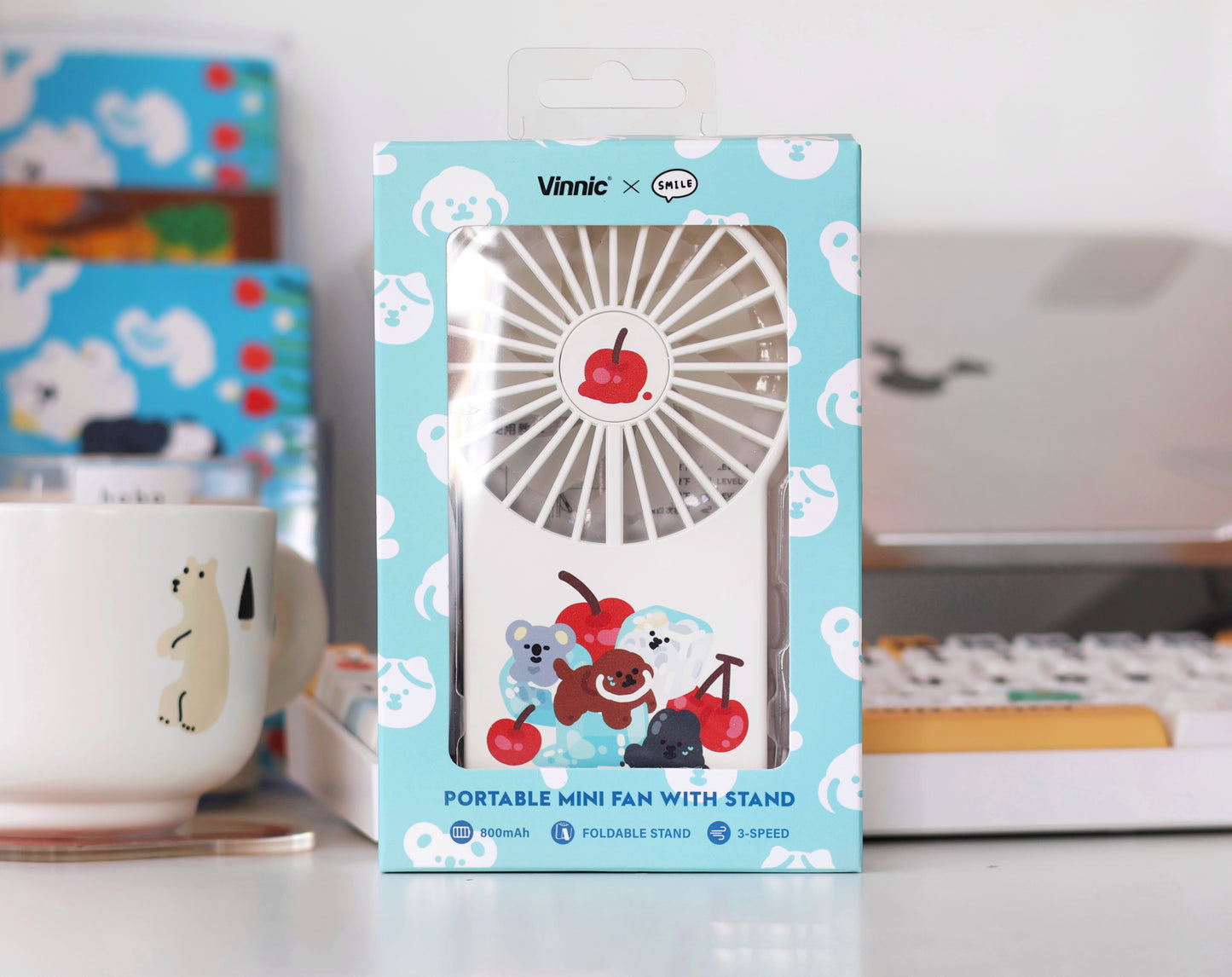 (Vinnic x Smile Studio) Smile Friends with Cherry Portable Mini Fan
