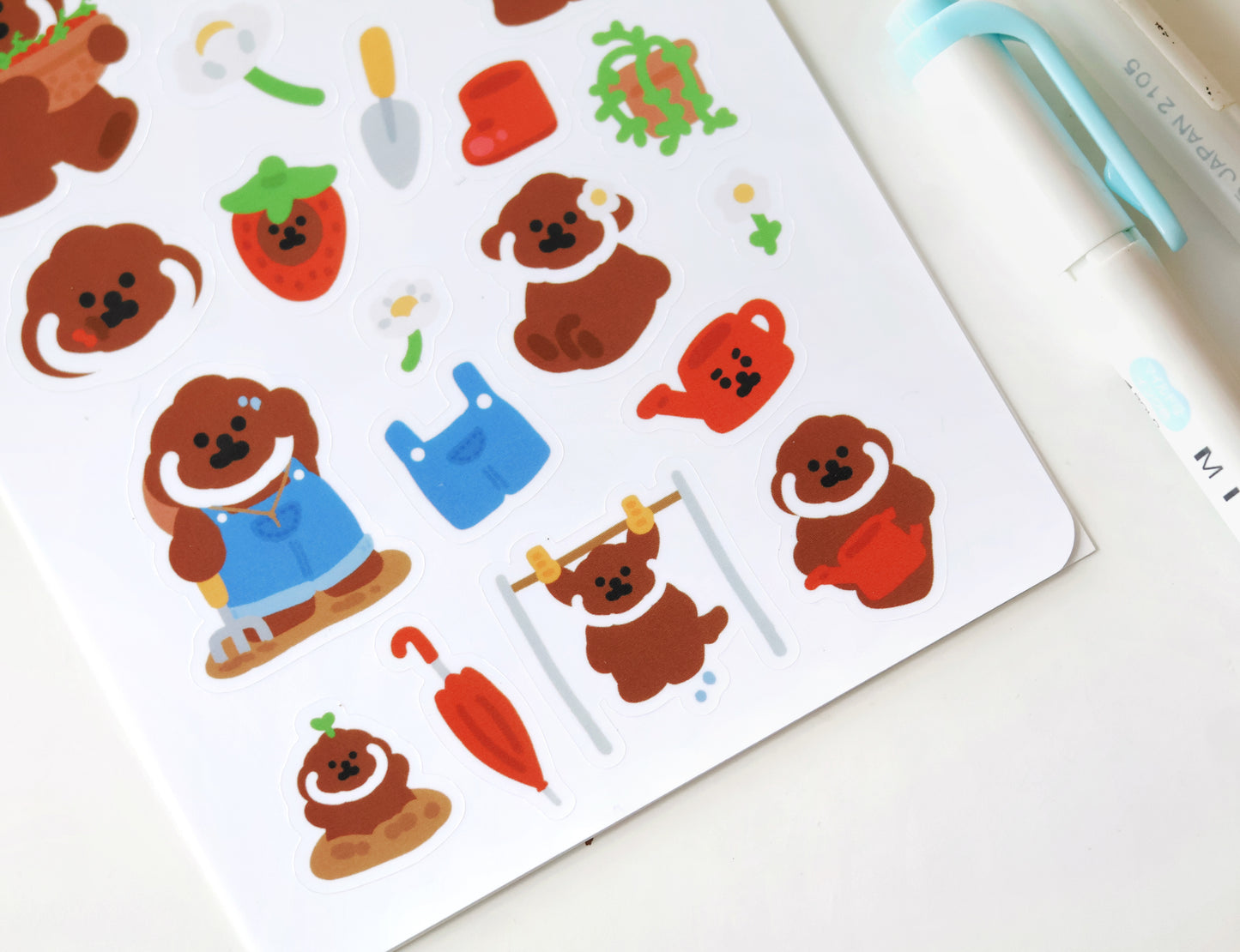Rice Cake Puppy in Spring Glossy Sticker Sheet