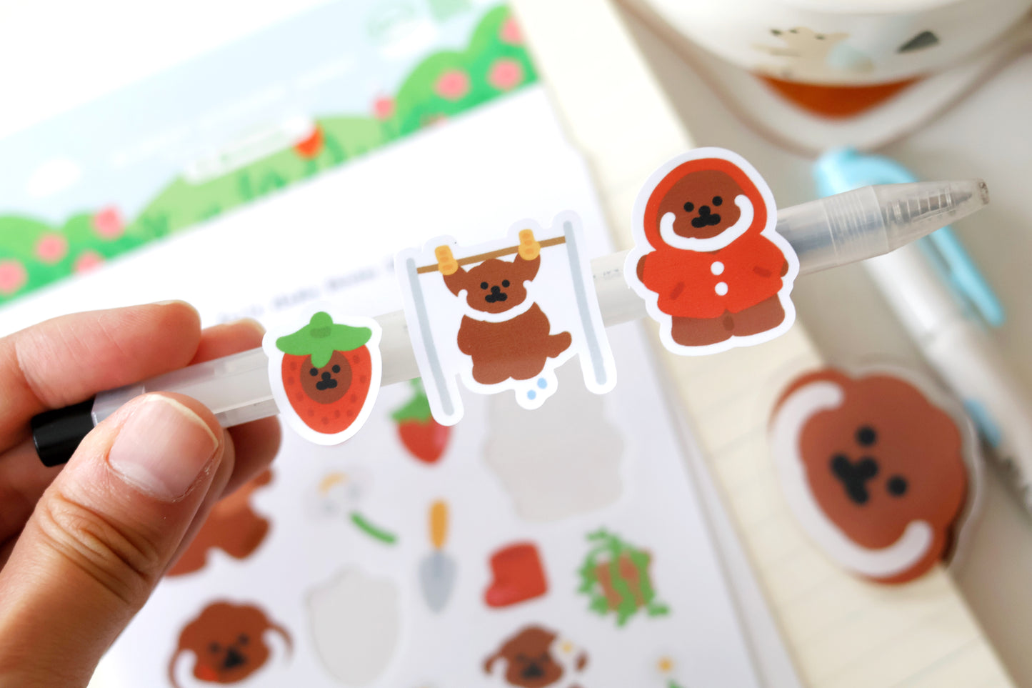 Rice Cake Puppy in Spring Glossy Sticker Sheet