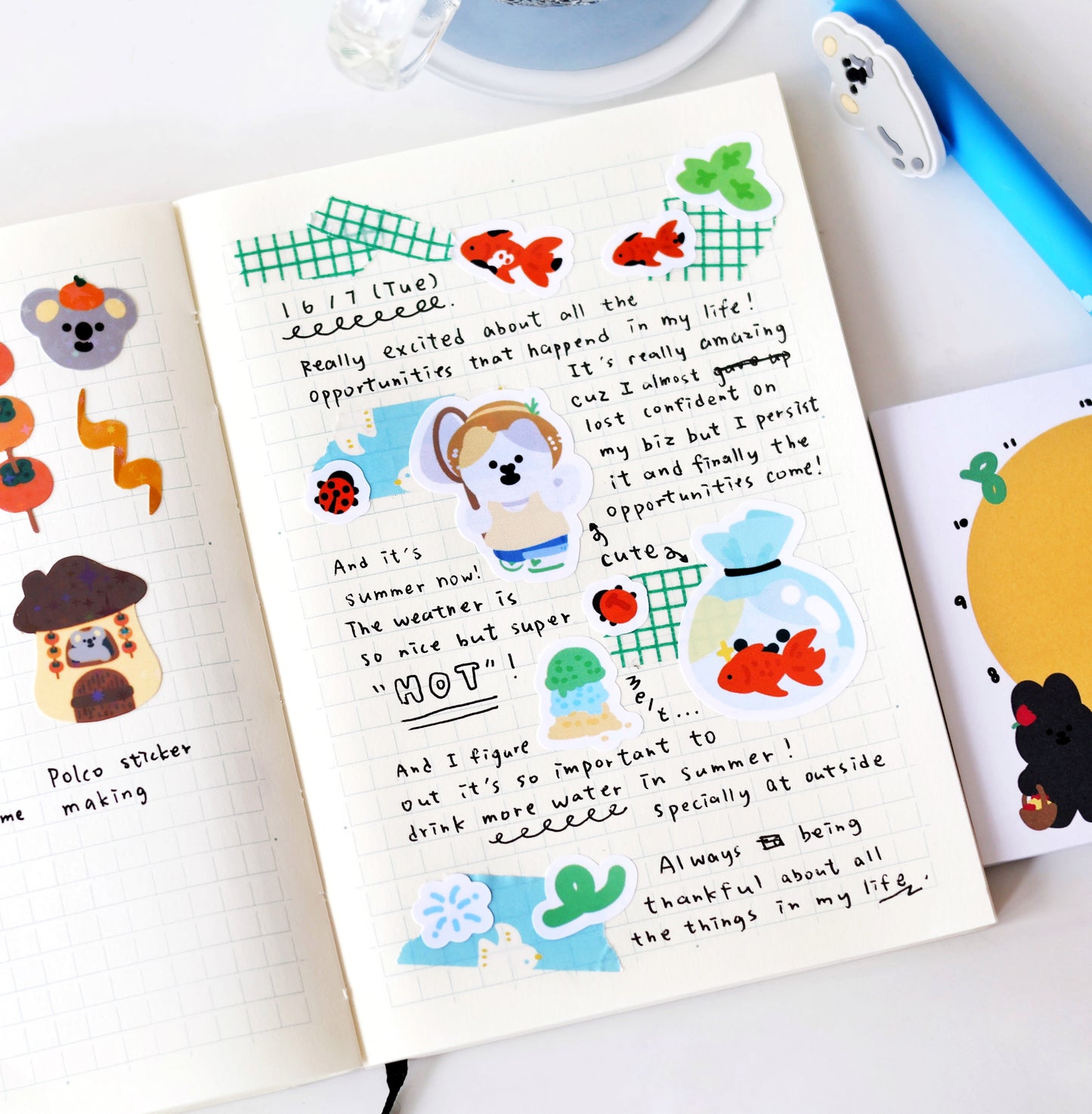 MeMe Cat in Summer Glossy Sticker Sheet