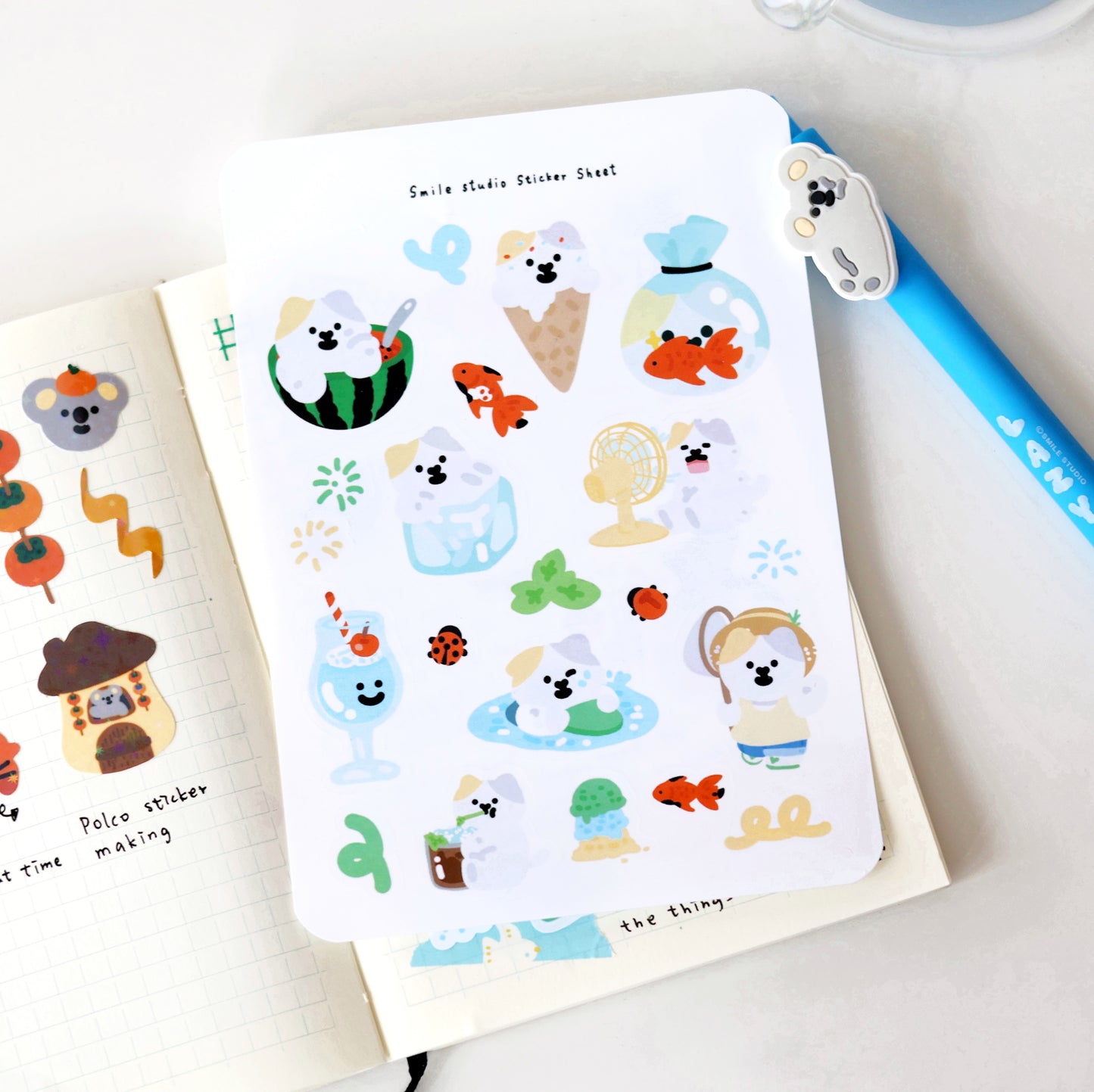 MeMe Cat in Summer Glossy Sticker Sheet