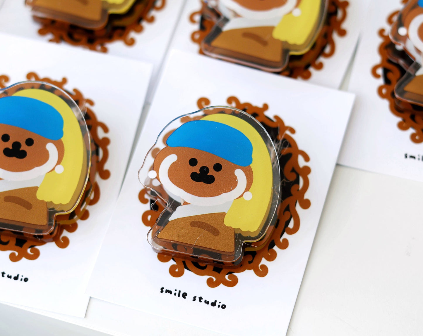 Rice Cake Puppy Wearing Pearl Earring Paper Clip