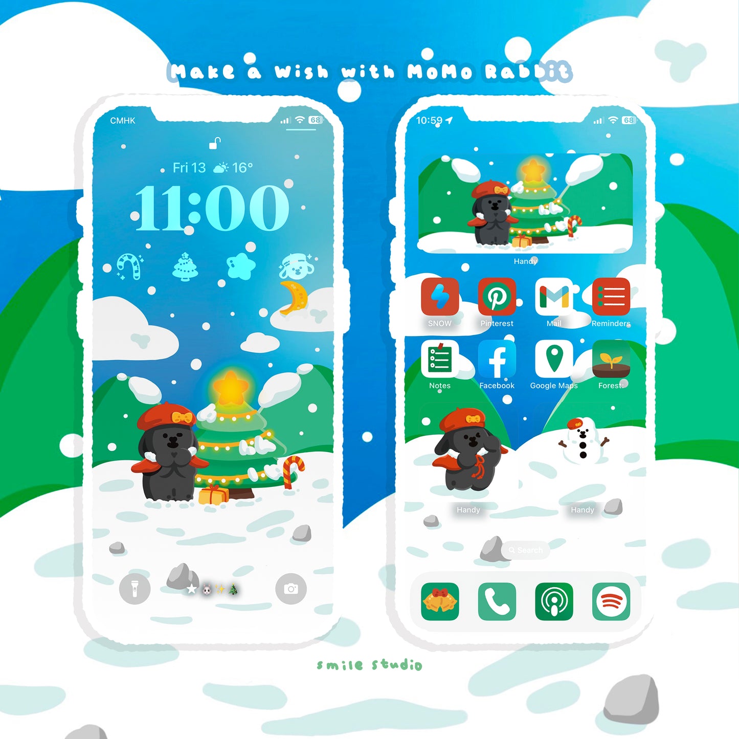 Make a Wish with MoMo Rabbit IOS theme