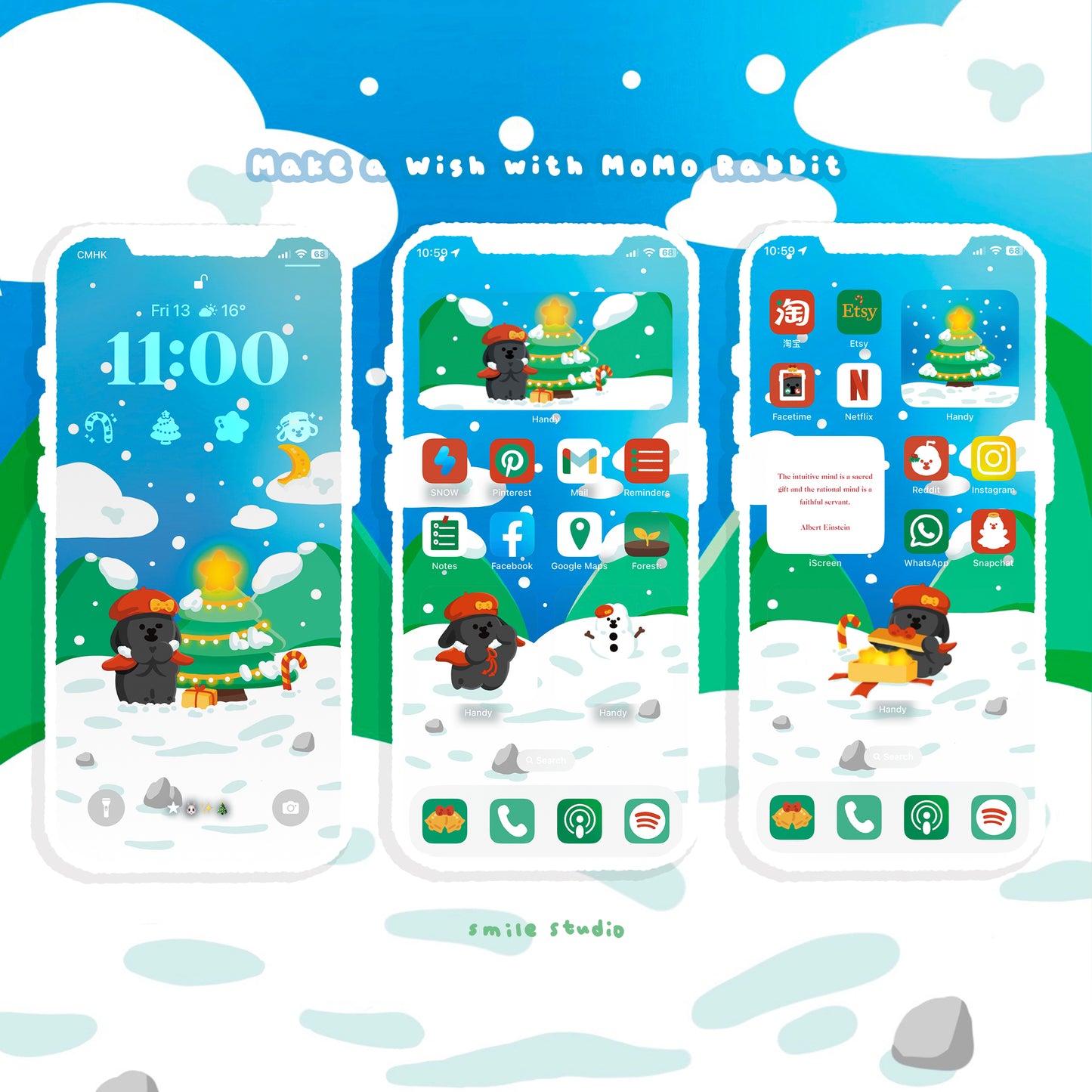 Make a Wish with MoMo Rabbit IOS theme