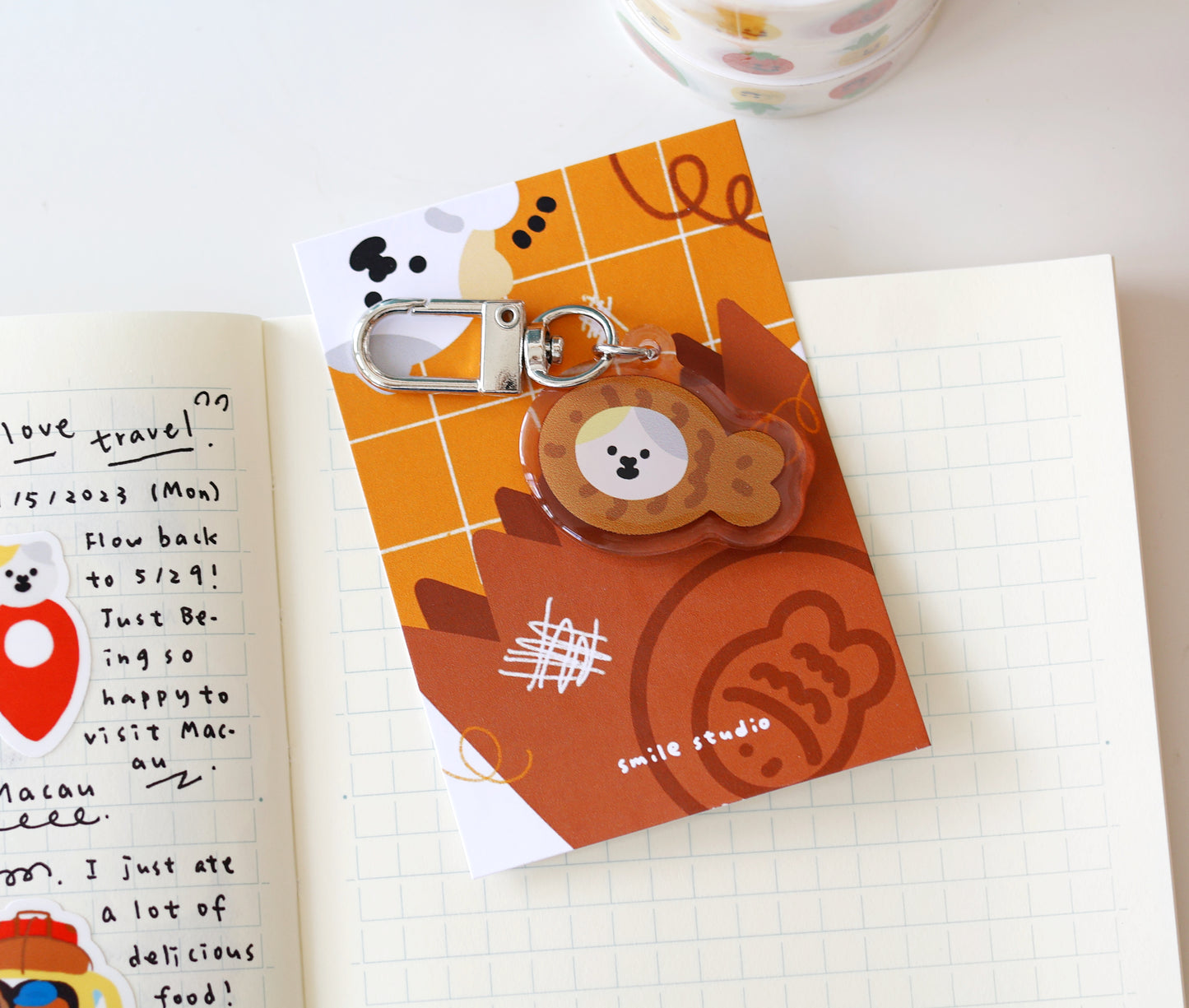 MeMe Cat in Taiyaki Keychain