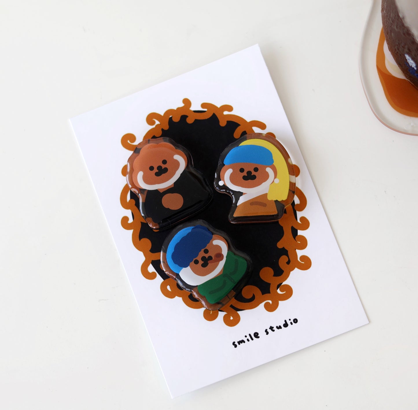 Rice Cake Puppy with Famous Painting Magnet Set