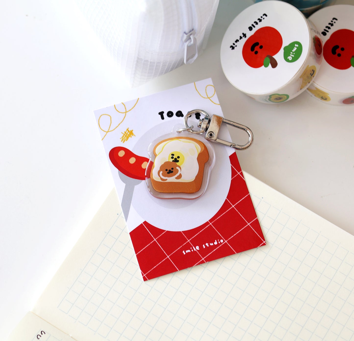 Rice Cake Puppy on Toast Keychain