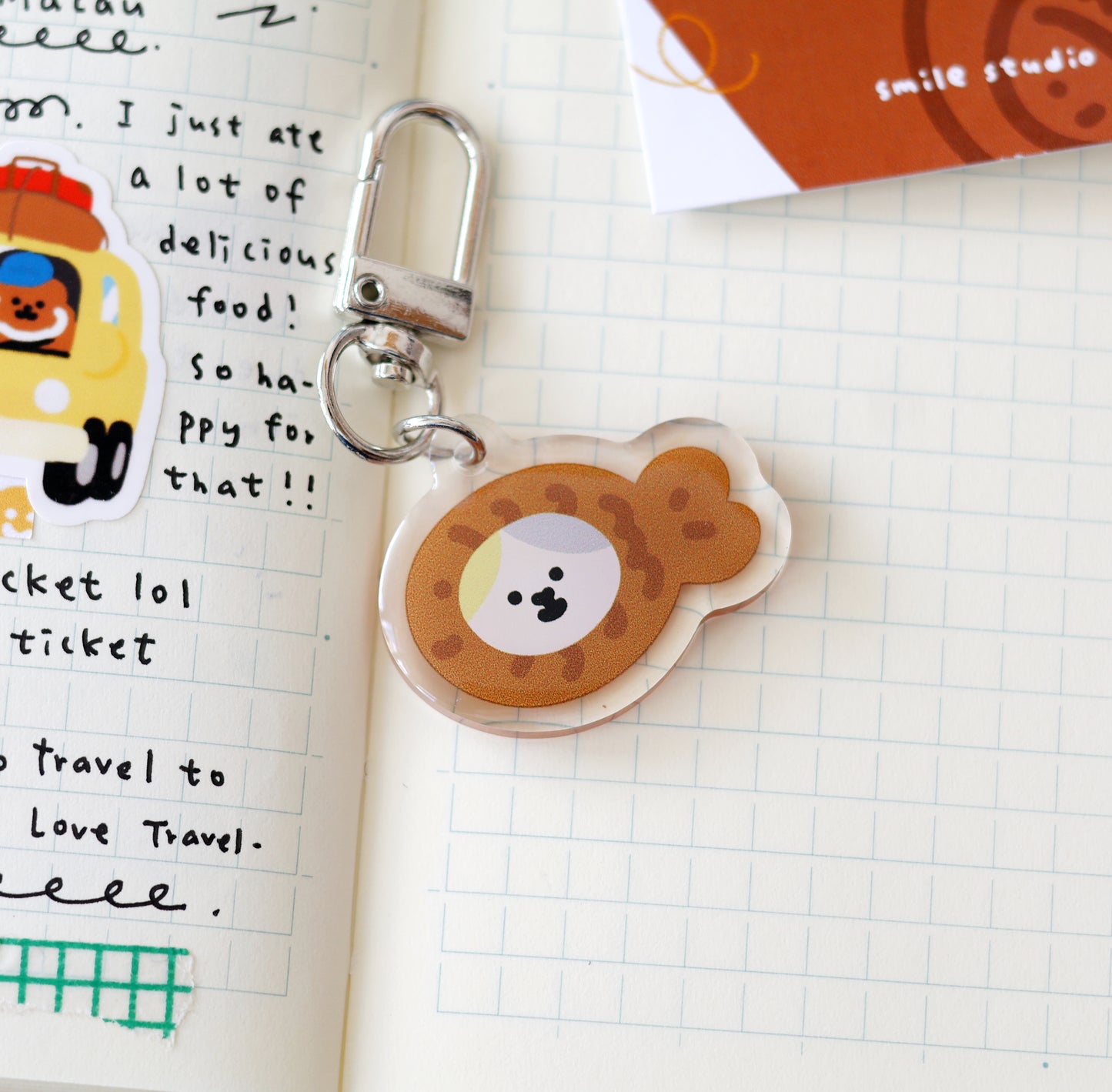 MeMe Cat in Taiyaki Keychain