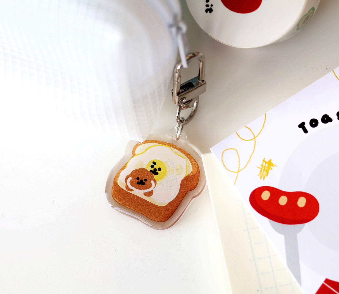 Rice Cake Puppy on Toast Keychain