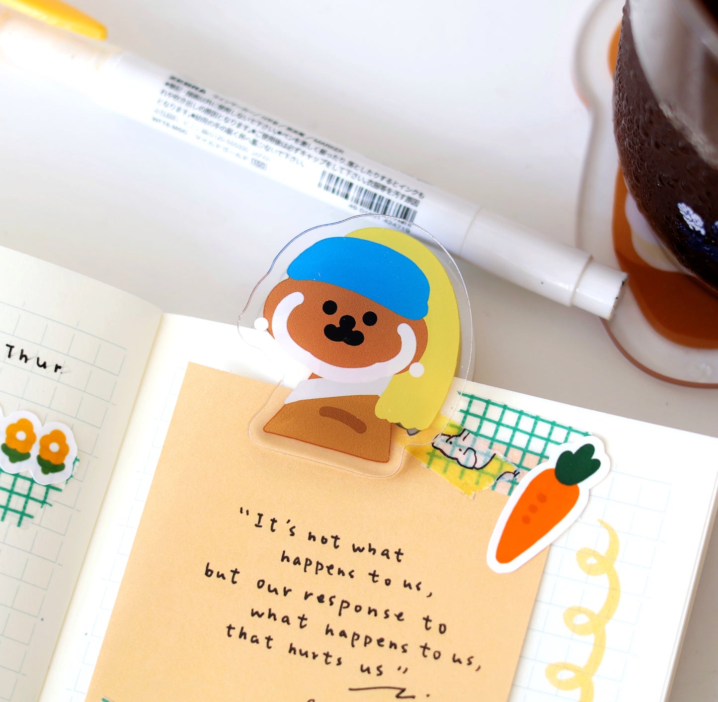 Rice Cake Puppy Wearing Pearl Earring Paper Clip