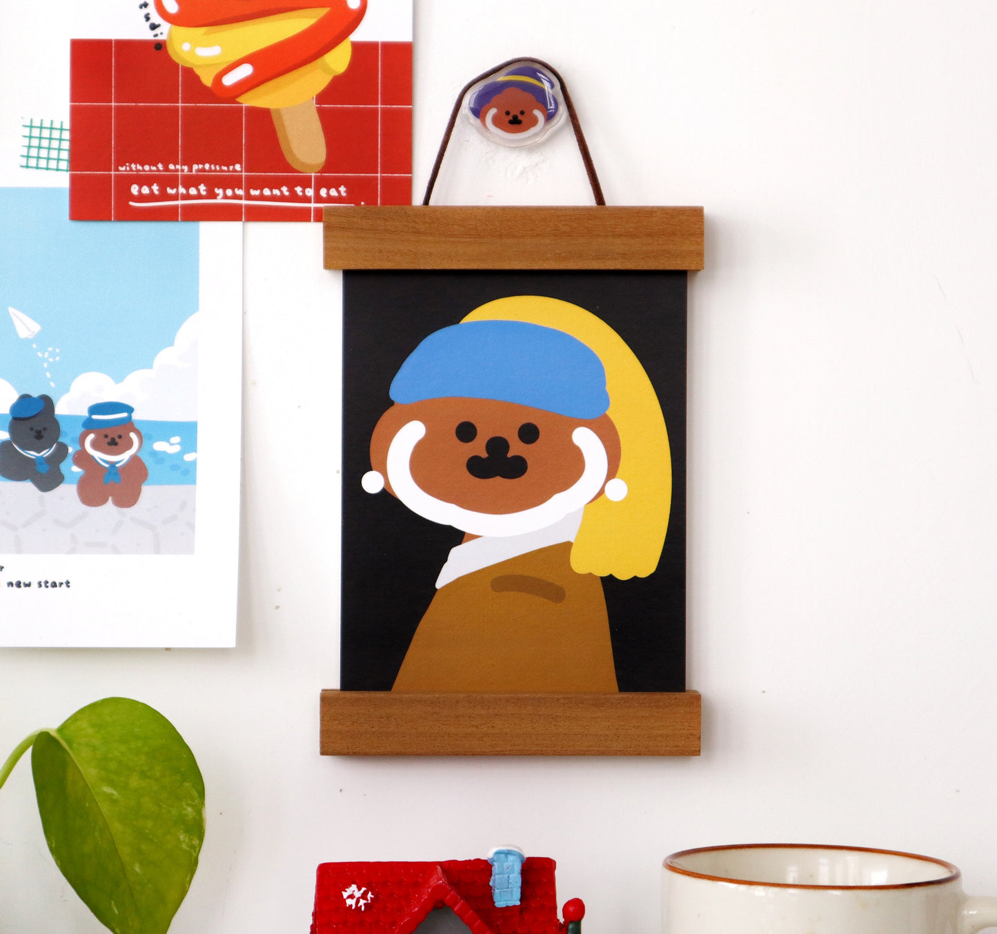Rice Cake Puppy with Famous Painting Art Print Set