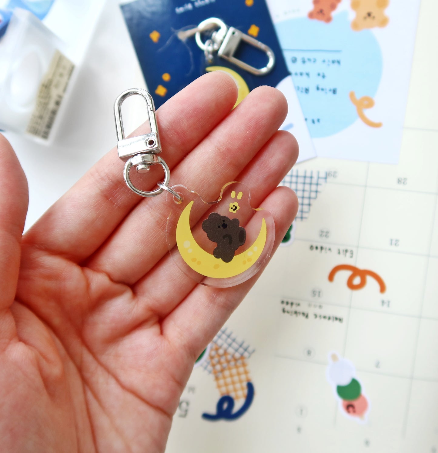 MoMo Rabbit and Moon Keychain
