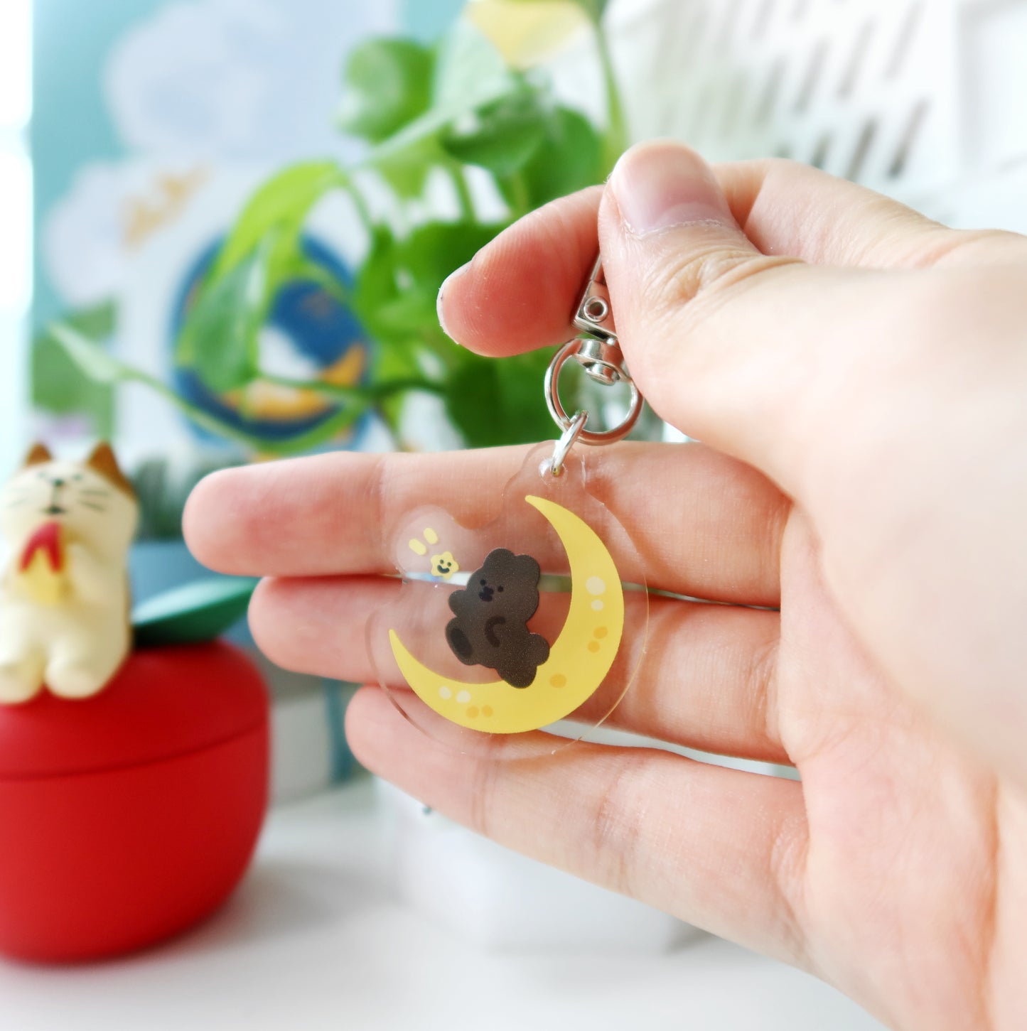 MoMo Rabbit and Moon Keychain