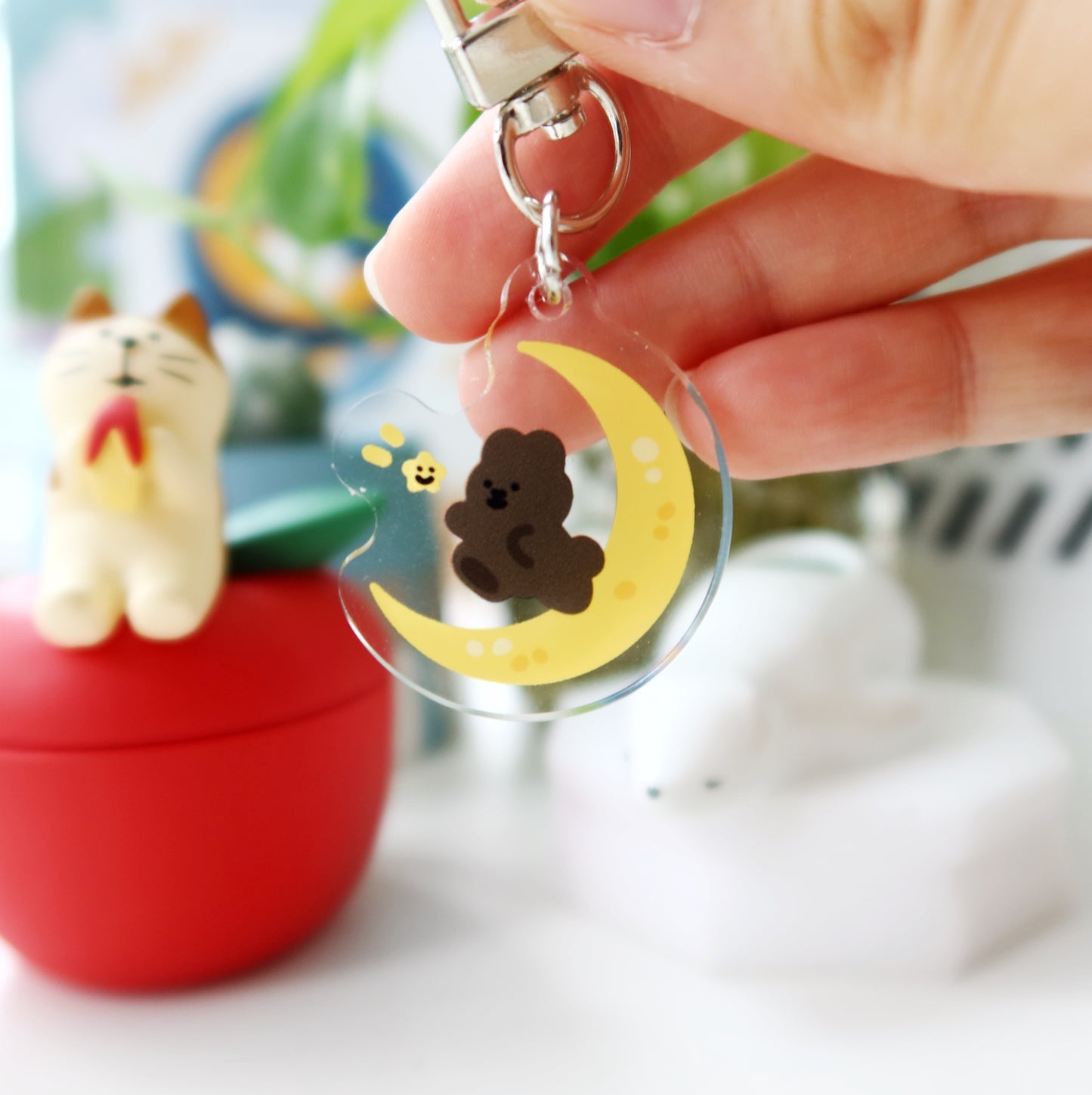 MoMo Rabbit and Moon Keychain