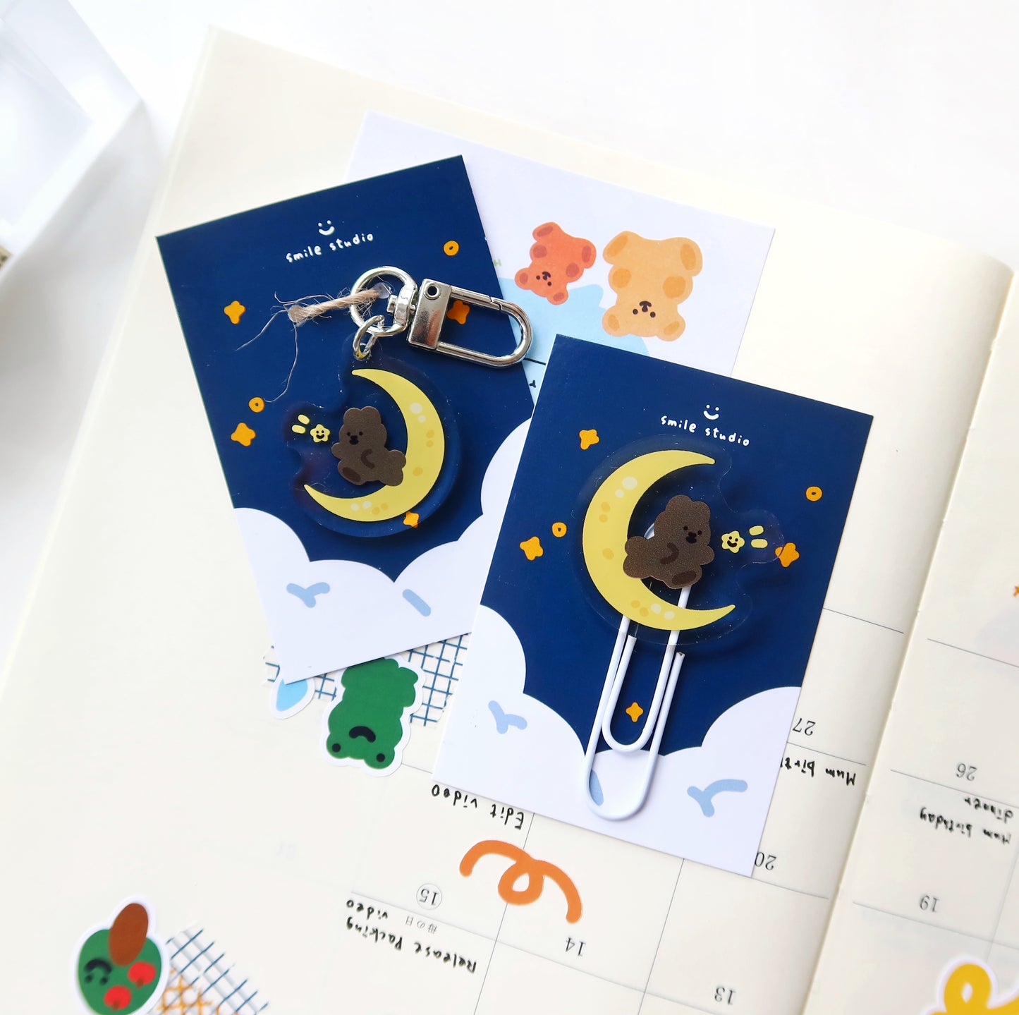 MoMo Rabbit and Moon Keychain