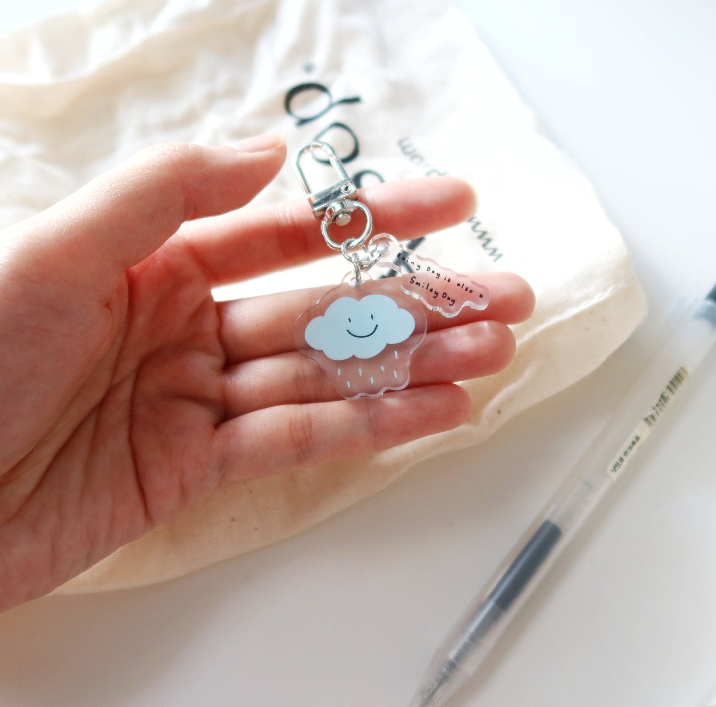 Smile Rainy Cloud Keychain