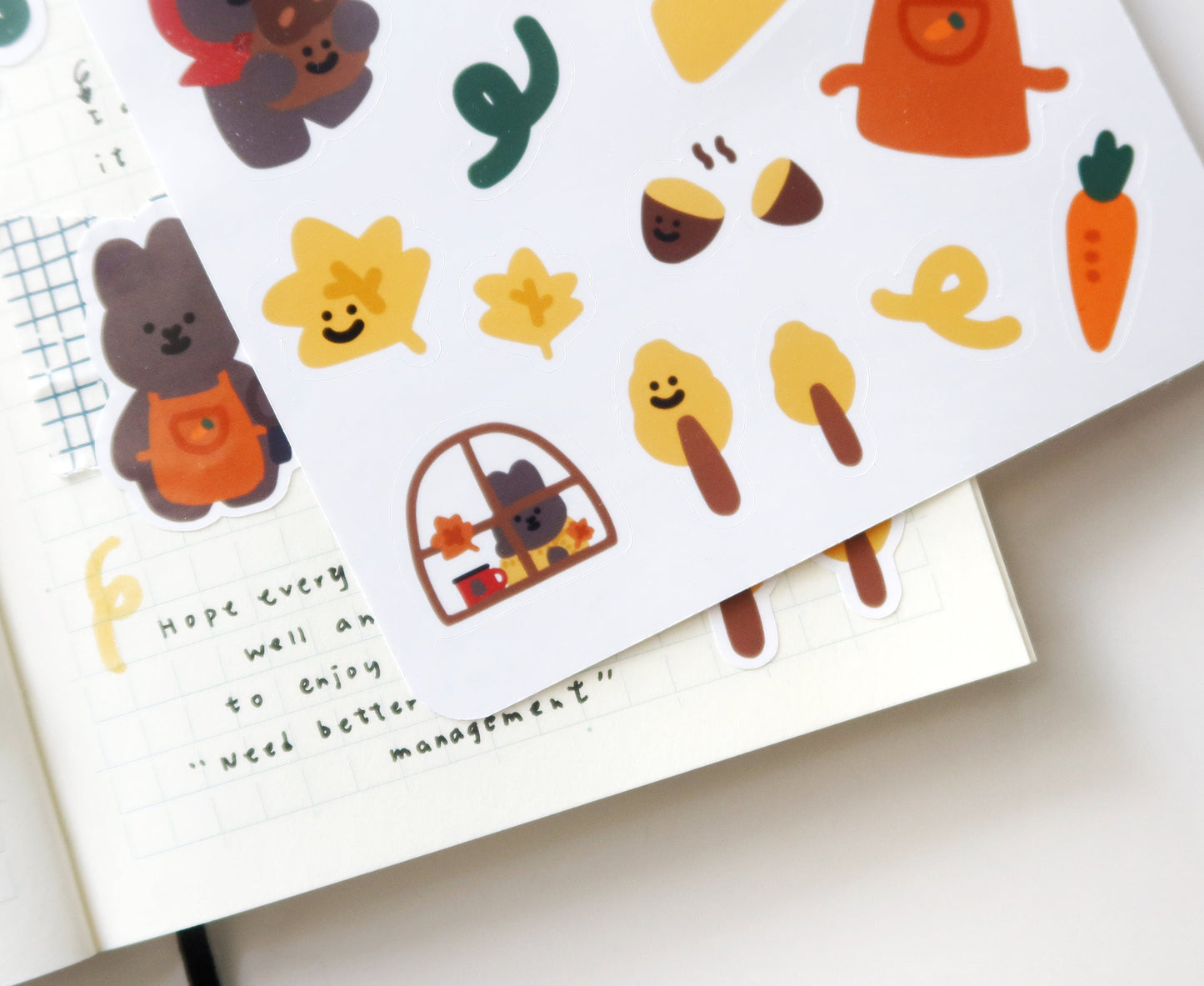 MoMo Rabbit in Fall Glossy Sticker Sheet