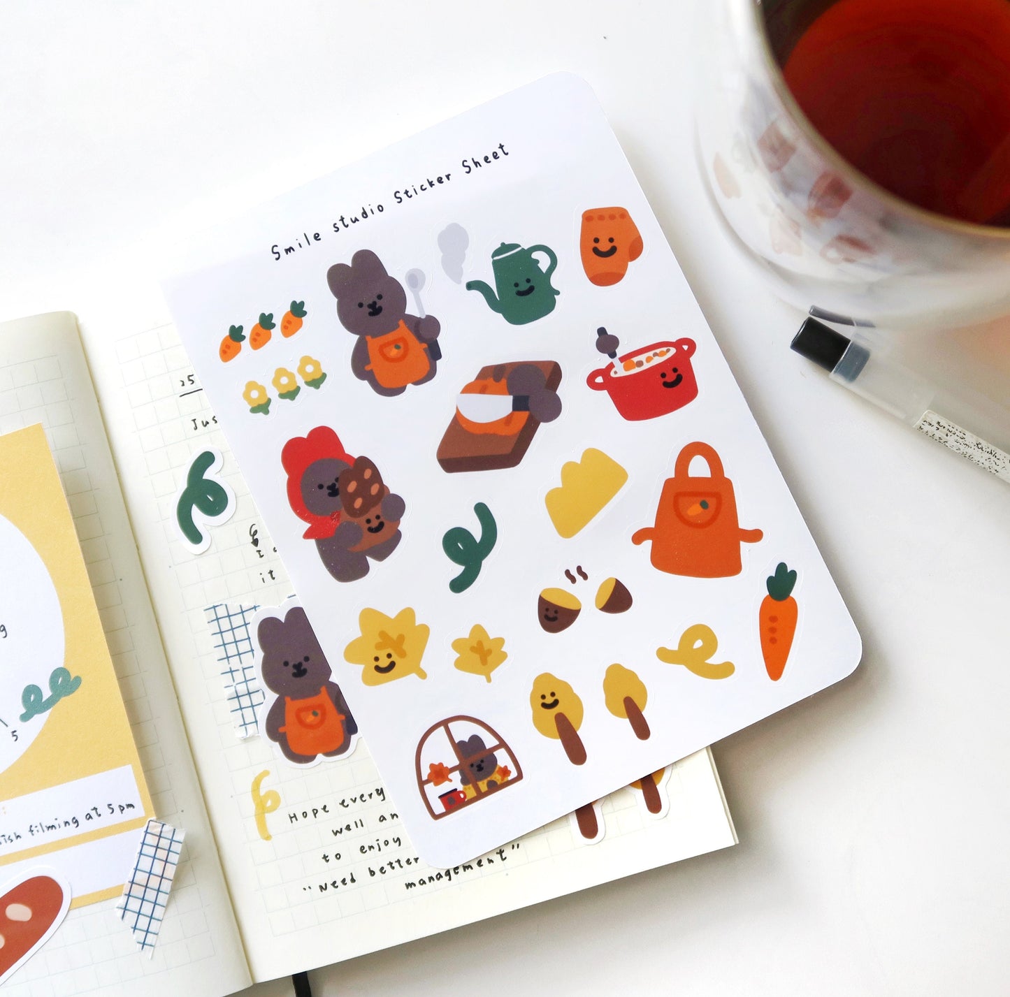 MoMo Rabbit in Fall Glossy Sticker Sheet