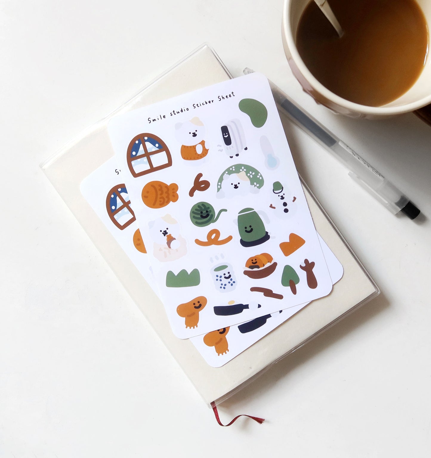 MeMe Cat in Winter Glossy Sticker Sheet