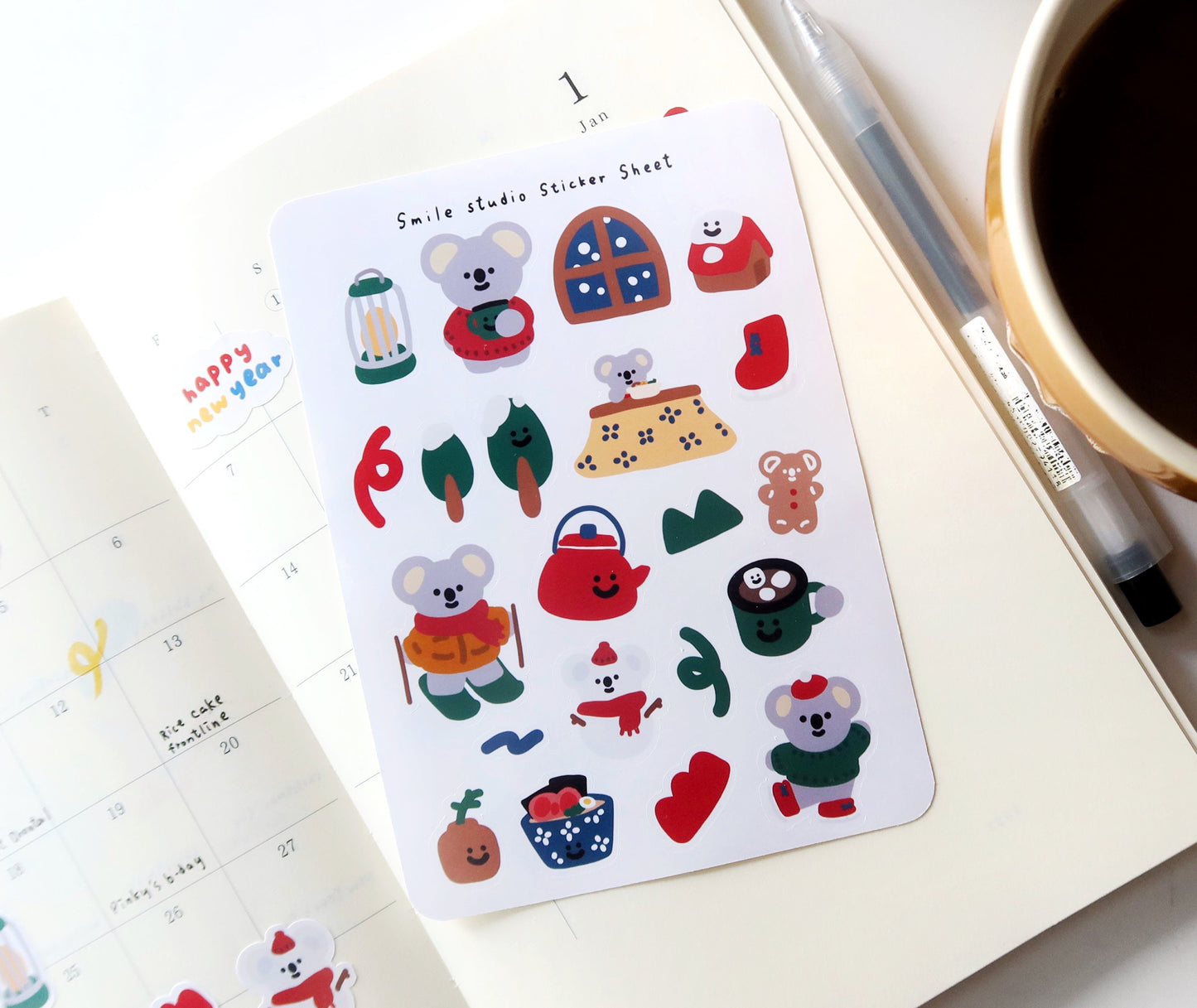 Kala Koala in Winter Glossy Sticker Sheet