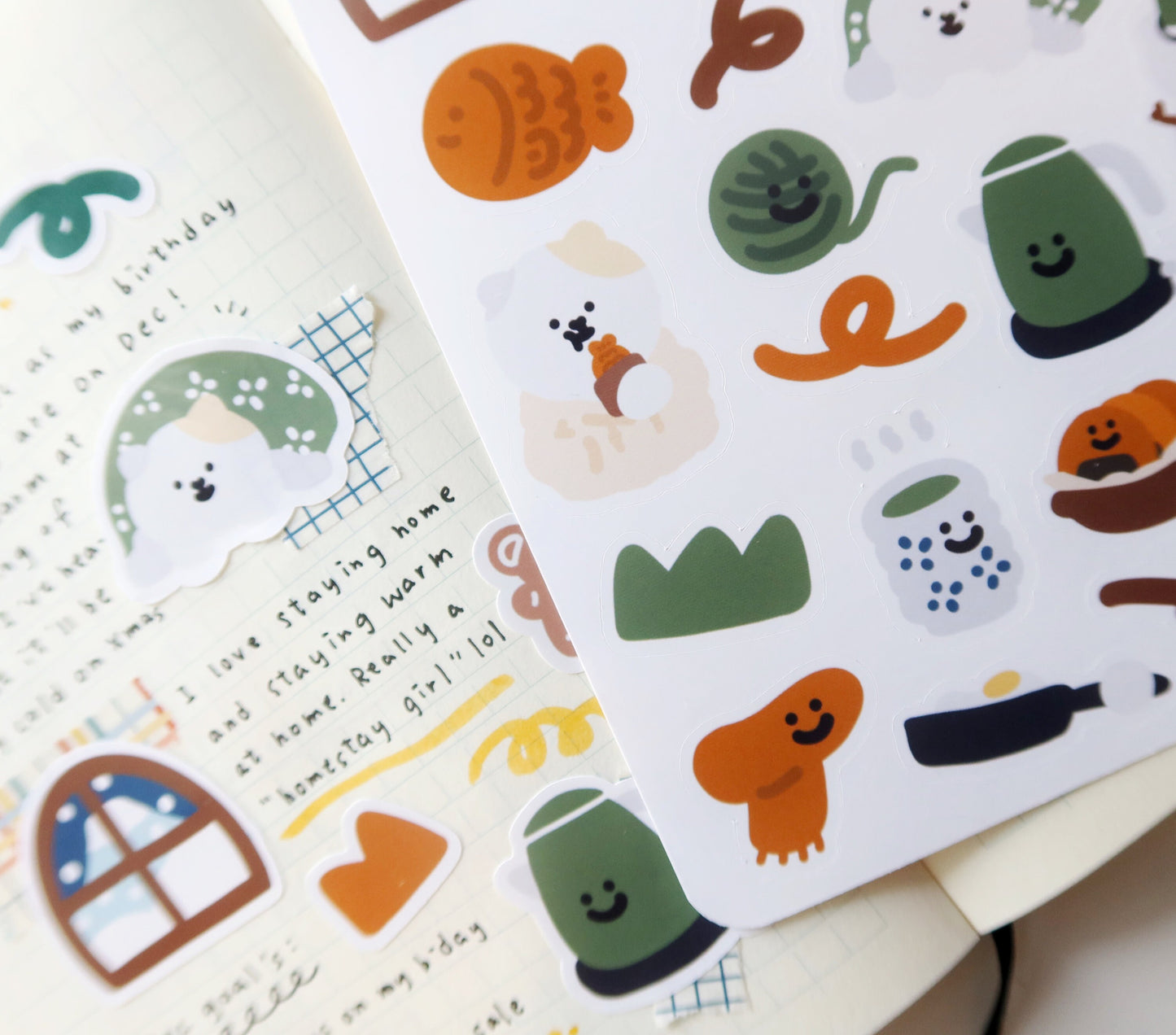 MeMe Cat in Winter Glossy Sticker Sheet