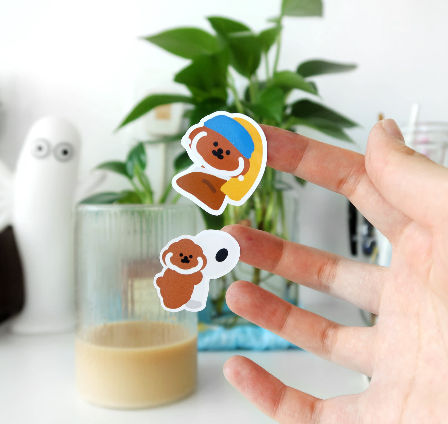 Rice Cake Puppy with Famous Painting Glossy Sticker Sheet