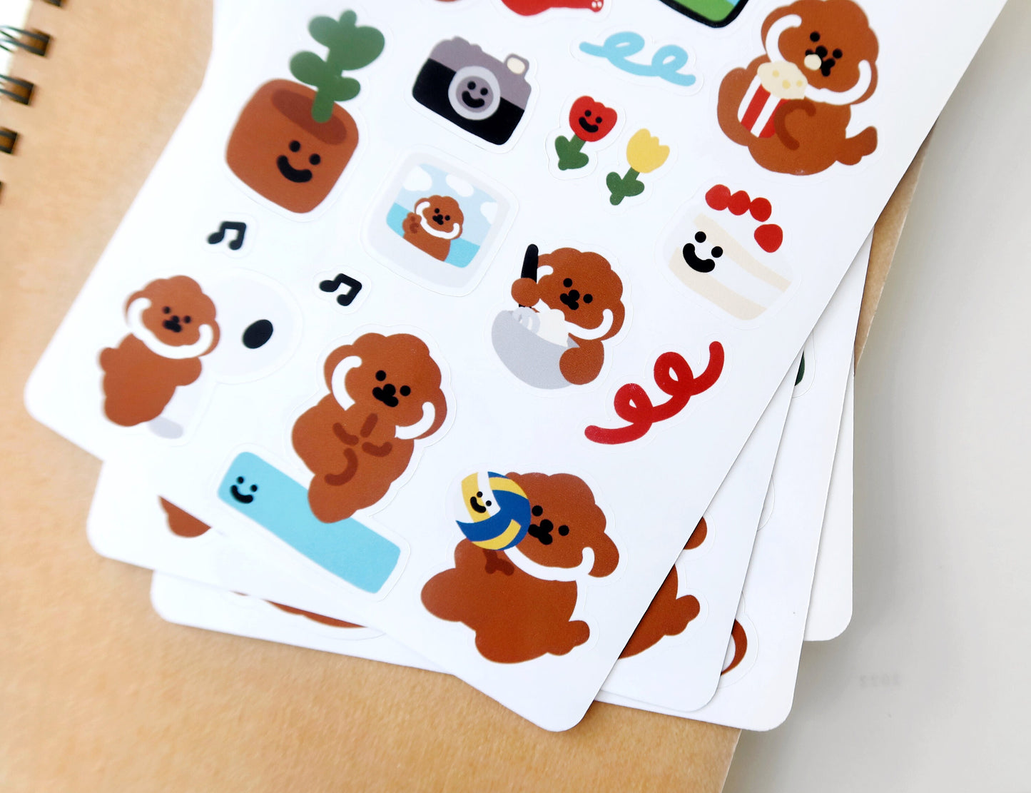 Rice Cake Puppy with Hobbies Glossy Sticker Sheet