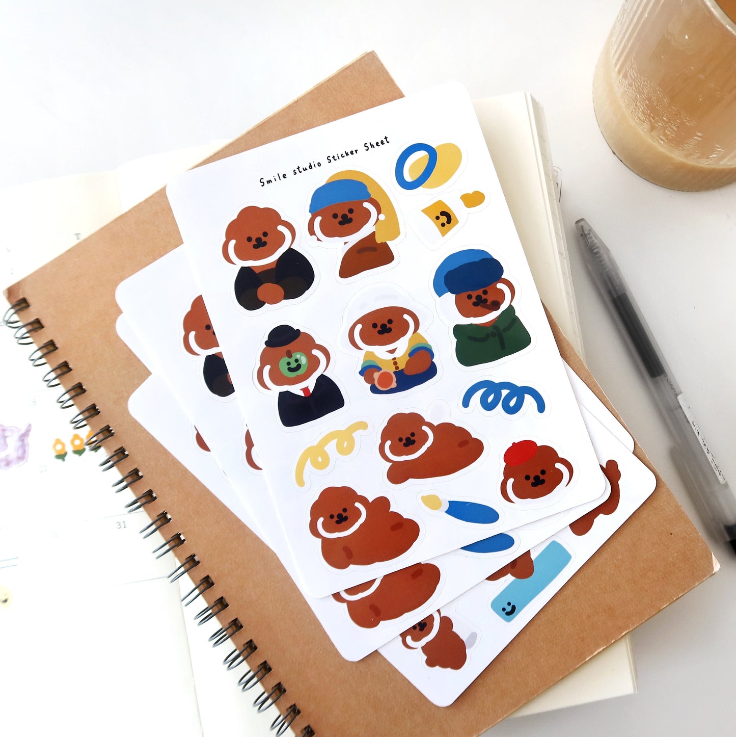 Rice Cake Puppy with Famous Painting Glossy Sticker Sheet