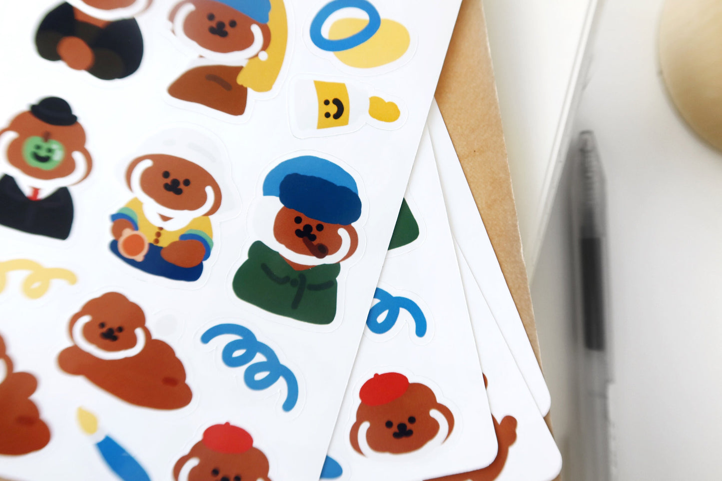 Rice Cake Puppy with Famous Painting Glossy Sticker Sheet
