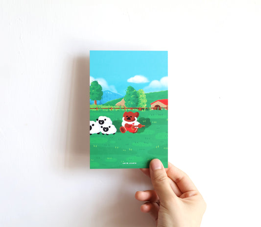 Rice Cake Puppy Herding Sheep Art Print