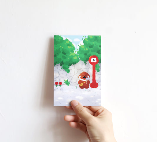 Rice Cake Puppy Bus Stop Art Print