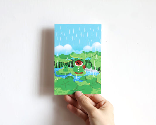 Rice Cake Puppy Verdant Play in Rainy Stage Art Print