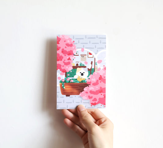 MeMe Cat Celebrate the Cherry Blossom Season Art Print