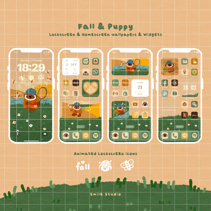 Rice Cake Puppy in Fall IOS theme