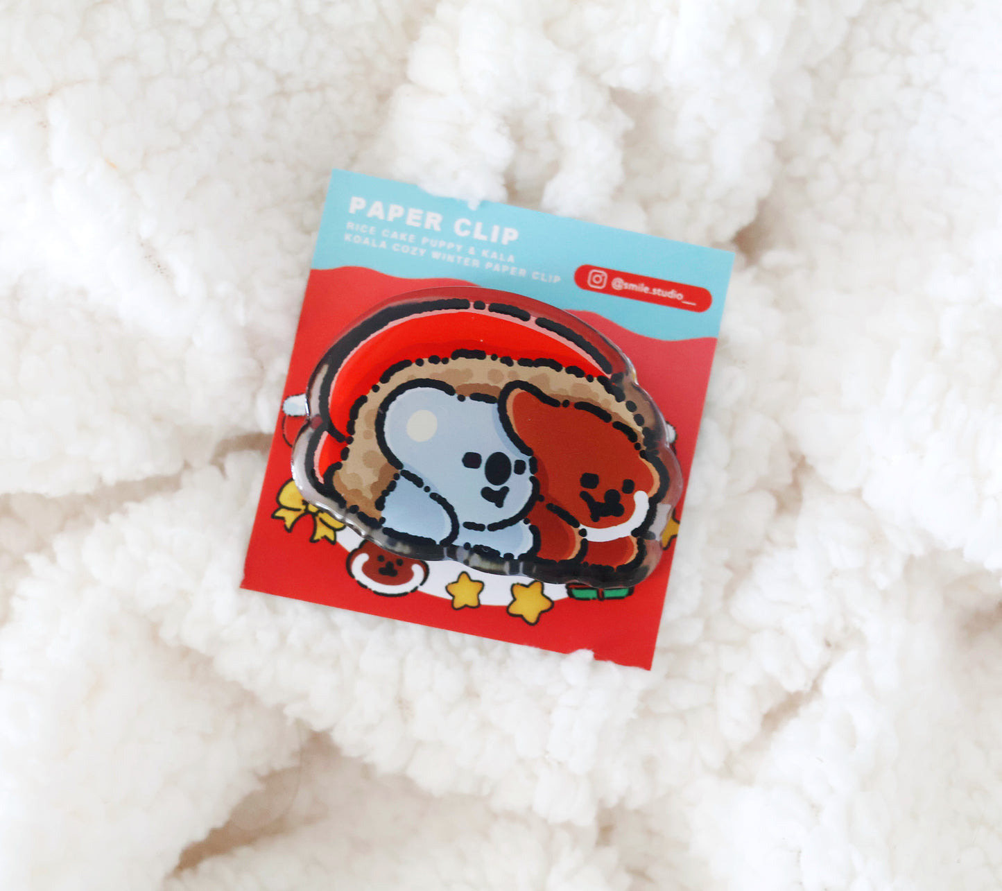 Rice Cake Puppy & Kala Koala Cozy Winter Paper Clip