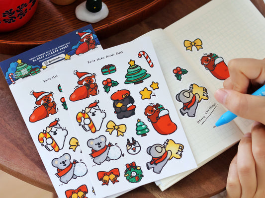 Smile Friends with Star Christmas Glossy Sticker Sheet