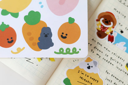 Smile Friend with Fruit Memo Sticker Sheet