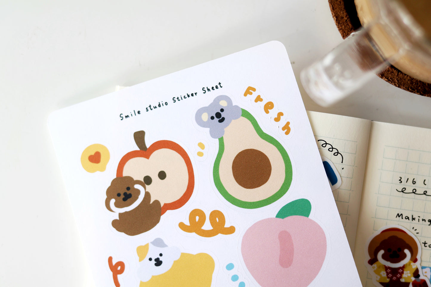 Smile Friend with Fruit Memo Sticker Sheet