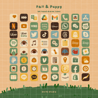 Rice Cake Puppy in Fall IOS theme