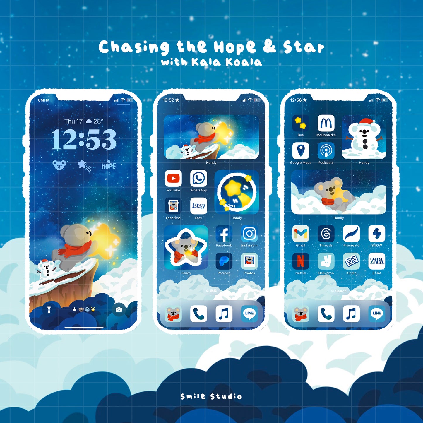 Chasing the Hope and Star with Kala Koala IOS theme