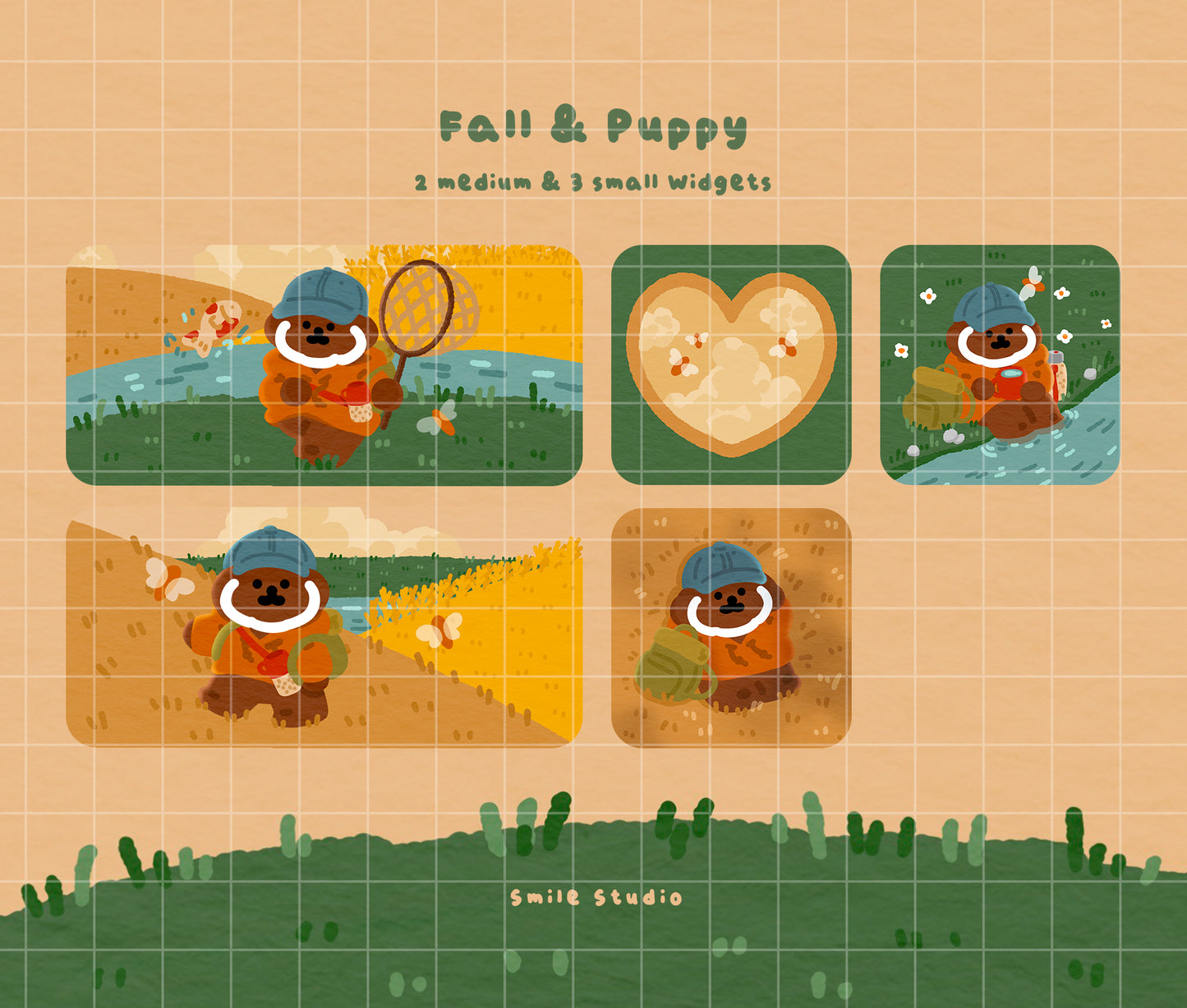 Rice Cake Puppy in Fall IOS theme