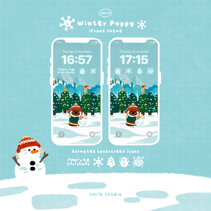 Rice Cake Puppy in Winter IOS theme