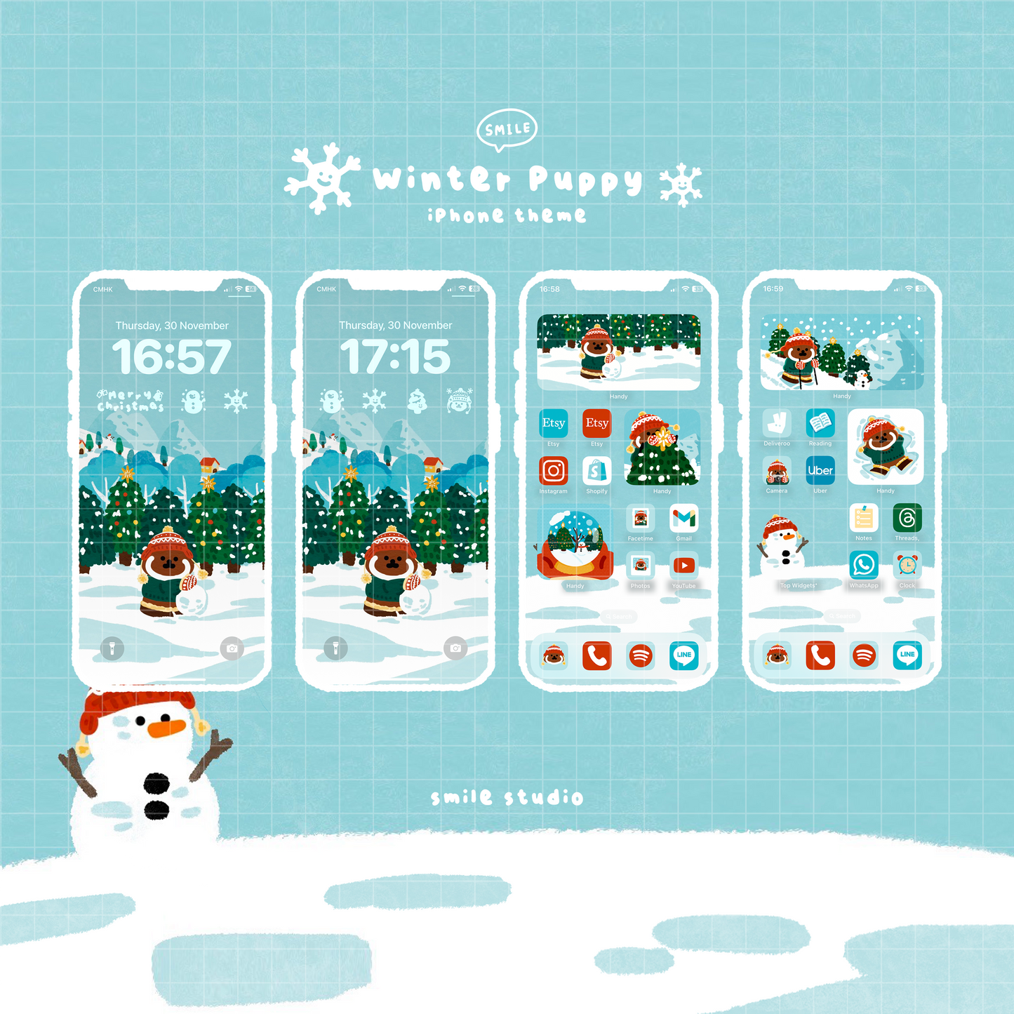 Rice Cake Puppy in Winter IOS theme