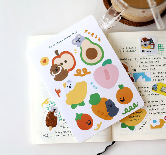 Smile Friend with Fruit Memo Sticker Sheet