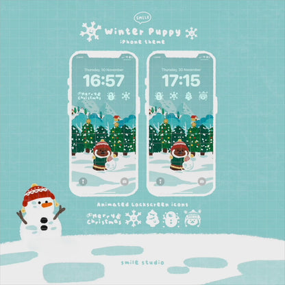 Rice Cake Puppy in Winter IOS theme