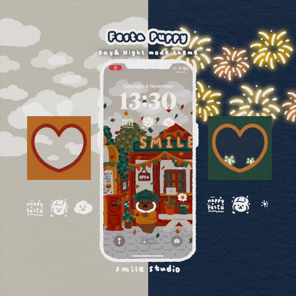 Rice Cake Puppy with Day & Night IOS Theme