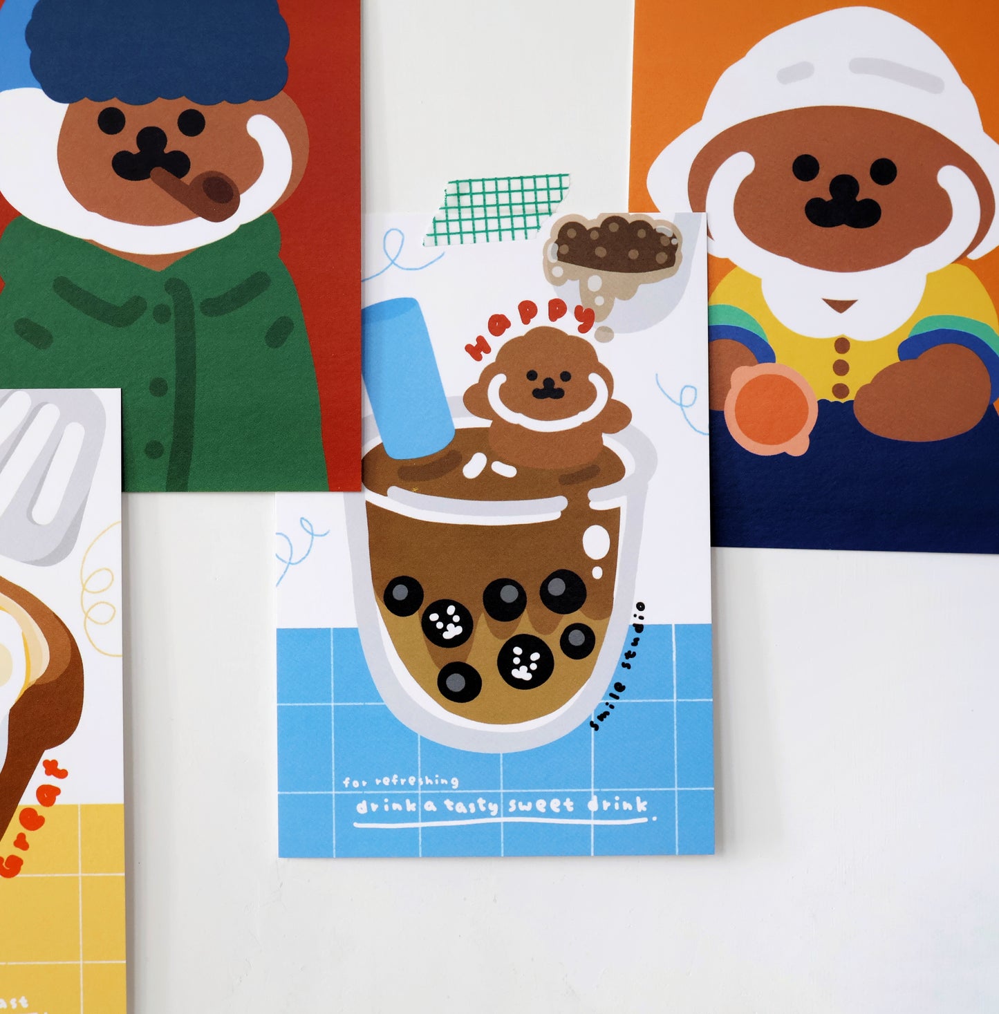 Rice Cake Puppy with Food Art Print Set