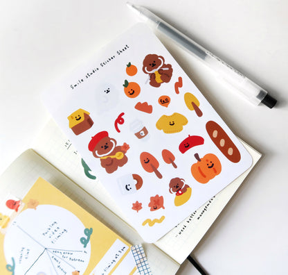 Rice Cake Puppy in Fall Glossy Sticker Sheet